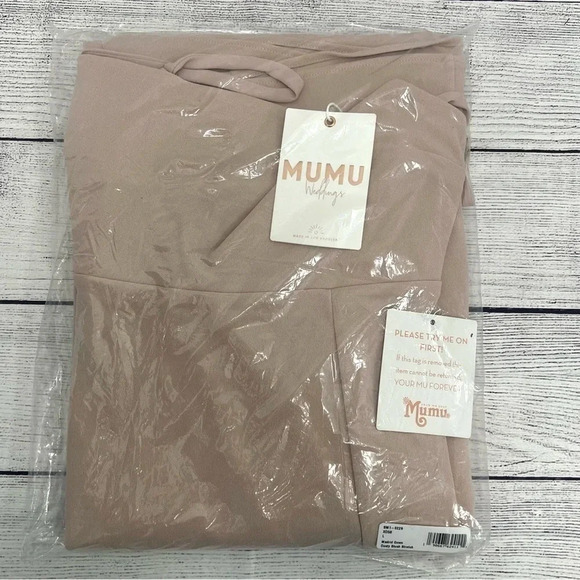 Show Me Your Mumu Madrid Gown Dusty Blush Stretch Bridal Formal Size Large NEW - Picture 5 of 10